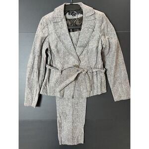 Signature By Larry Levine Linen Pant Suit 2pc Women's‎ 6 Brown Business Formal